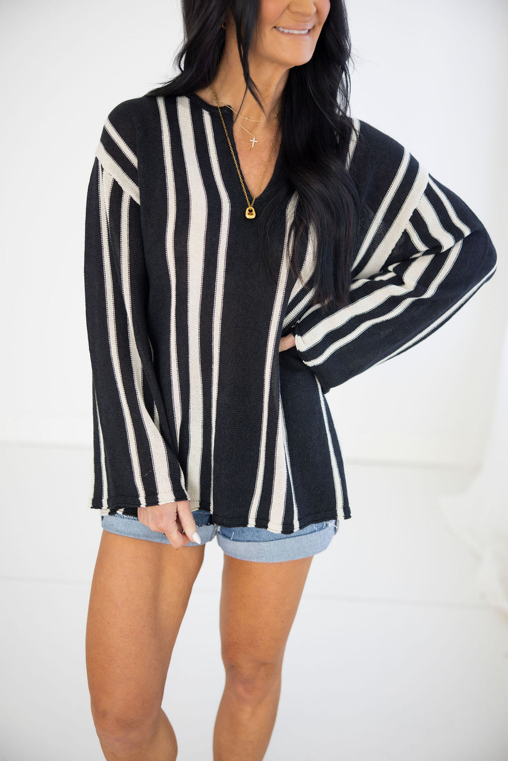 Anika Striped Tunic Sweater