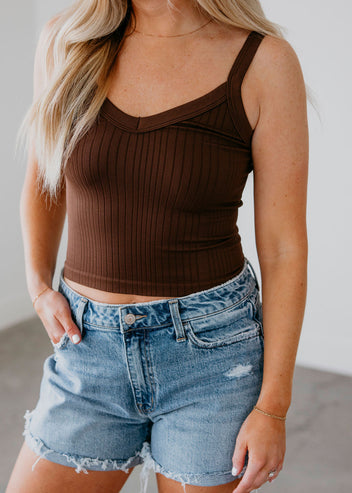 Shayna V-neck Ribbed Tank