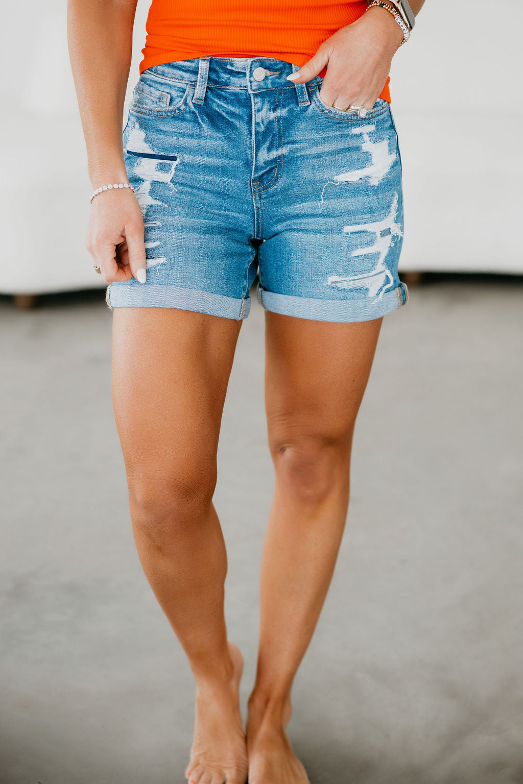 image of Harlie Vervet Rolled Cuff Shorts