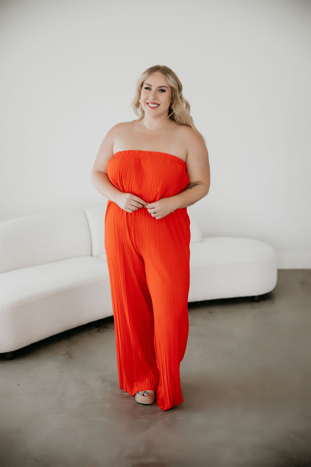 image of Venezia Pleated Strapless Jumpsuit