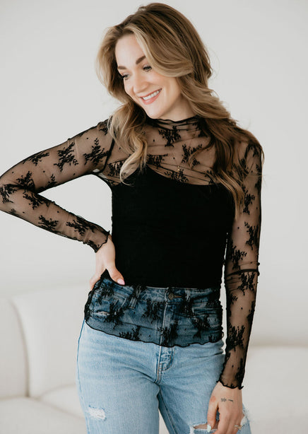 Ember Floral Mesh Top