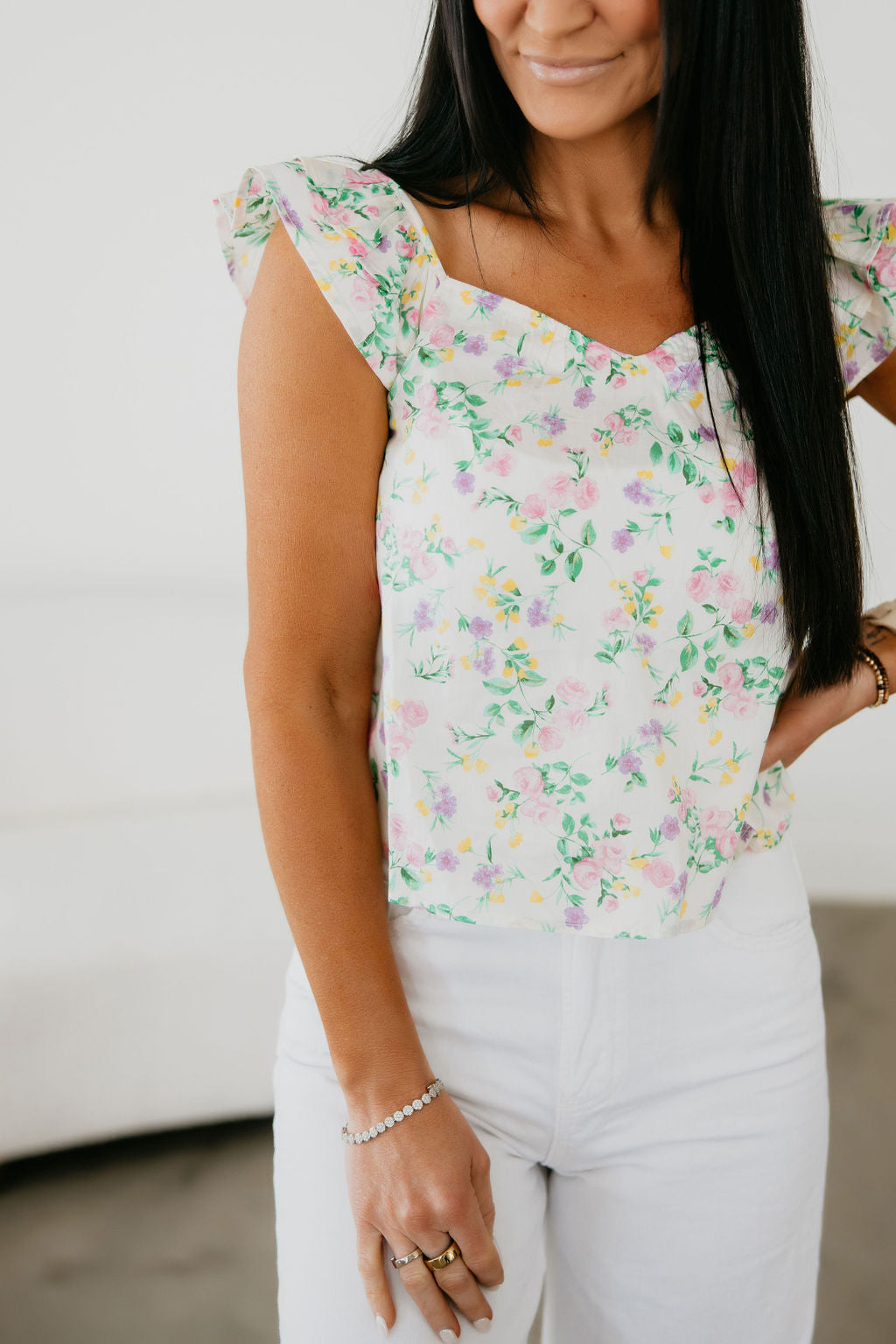 image of Tae Floral Ruffle Top