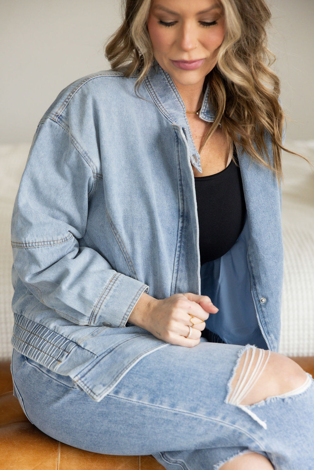 Raye Denim Bomber Jacket