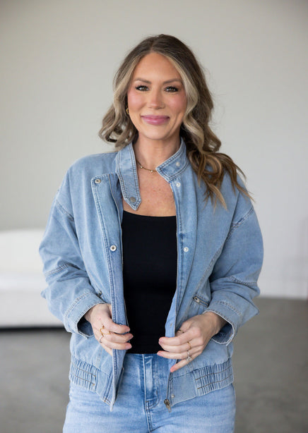 Raye Denim Bomber Jacket product view
