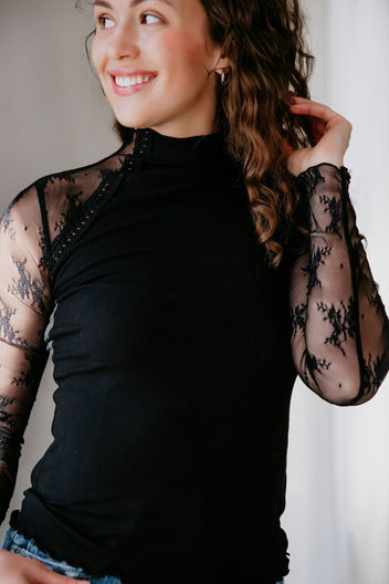 Kaia Mesh Sleeve Knit Top
