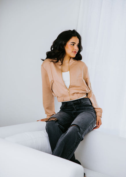 Gianna Satin Bomber Jacket