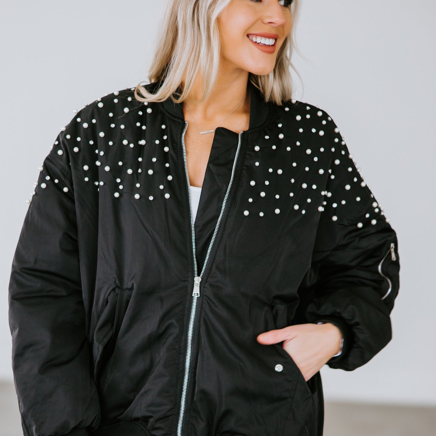 Barrett Rhinestone Bomber Jacket