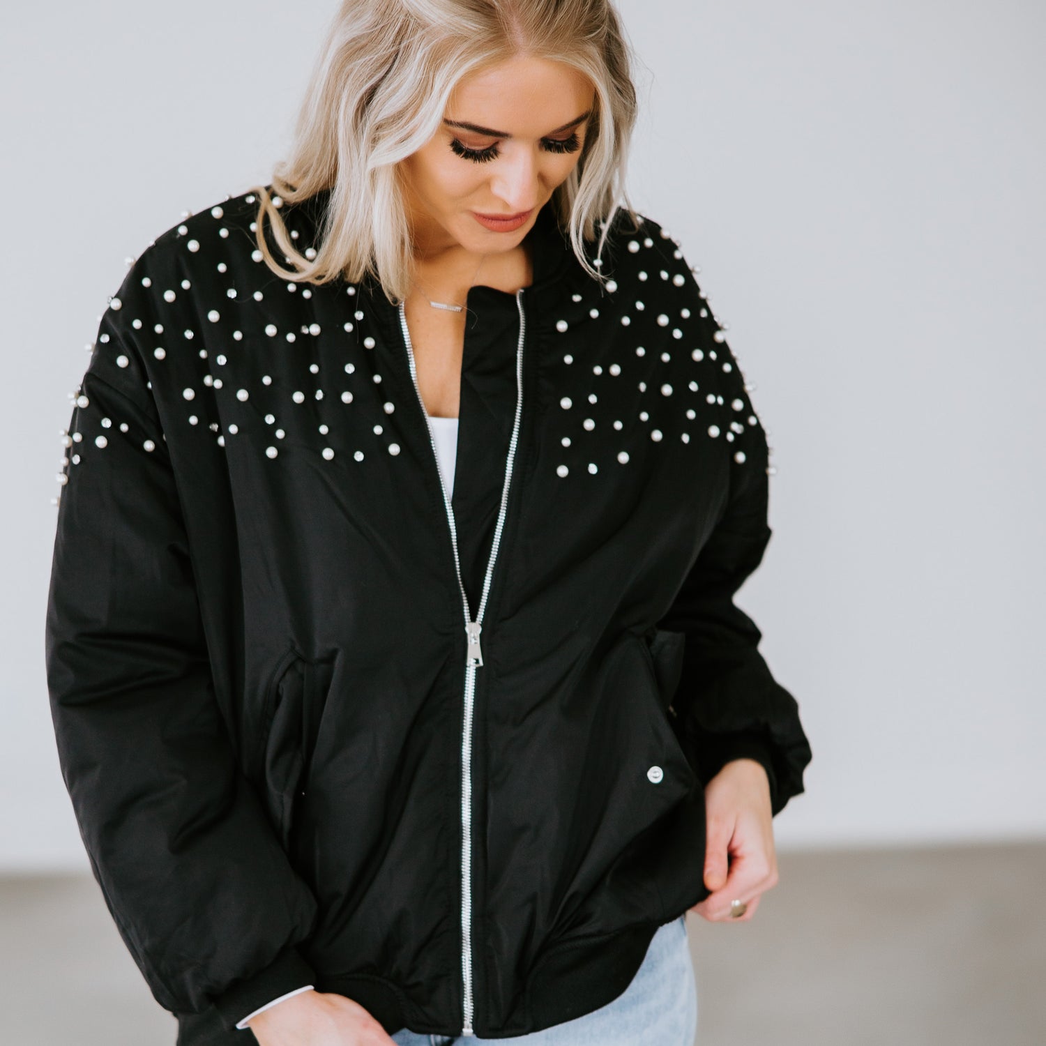 Barrett Rhinestone Bomber Jacket