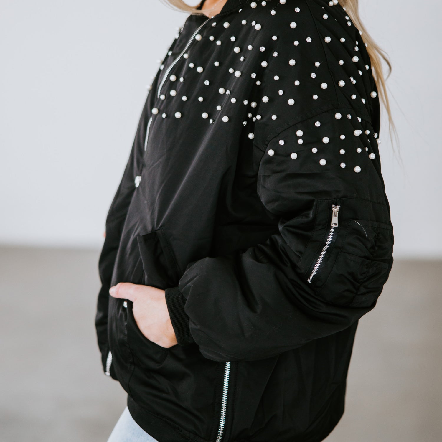 Barrett Rhinestone Bomber Jacket