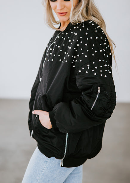 Barrett Rhinestone Bomber Jacket