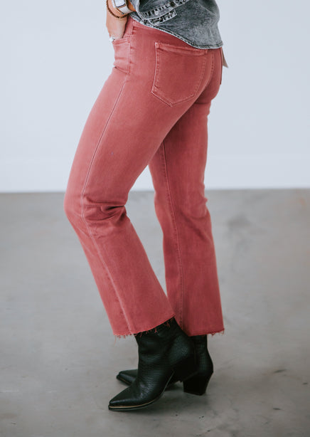 Hight Waist Straight Jean in Red