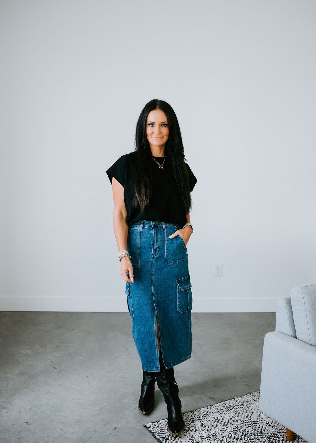 Jolie Denim Cargo Skirt