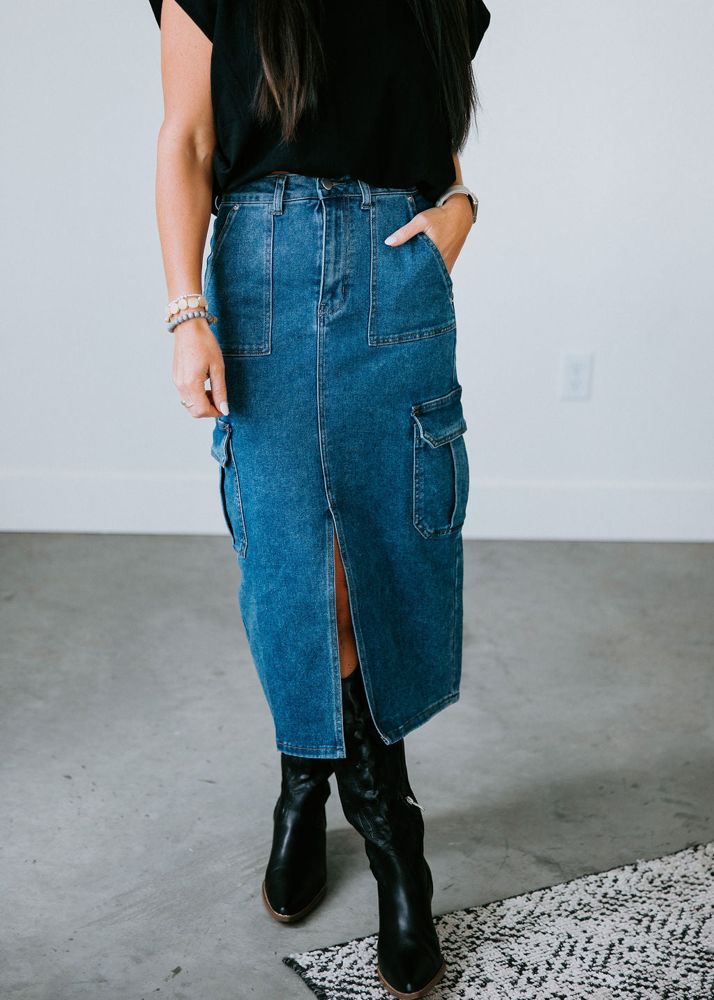 Jolie Denim Cargo Skirt