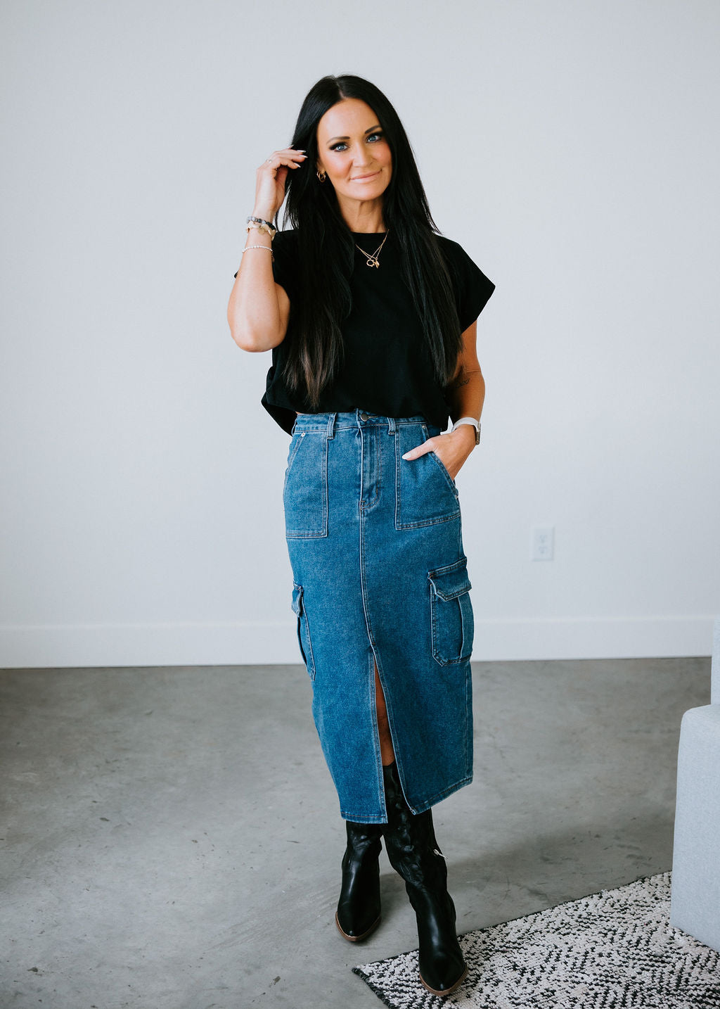 Jolie Denim Cargo Skirt