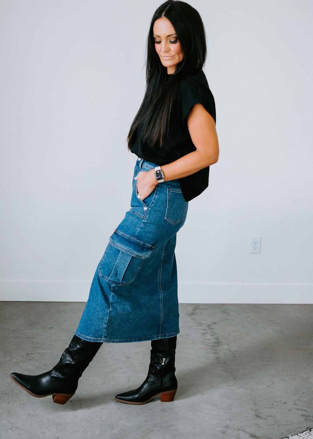 Jolie Denim Cargo Skirt