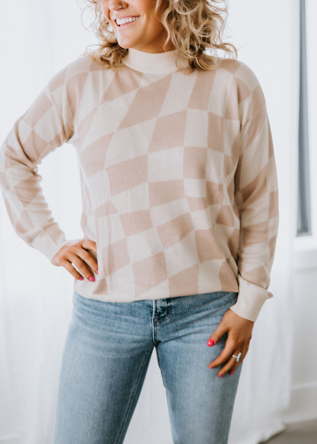 image of Check Yourself Knit Top