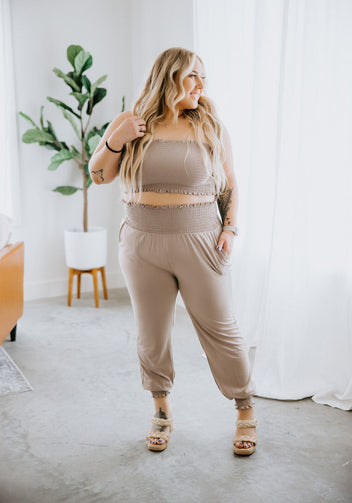 Curvy Kloe Smocked Jogger Set