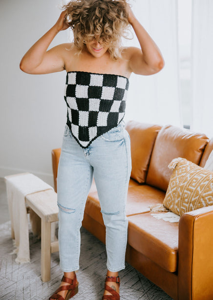 Lenlie Checkered Knit Top