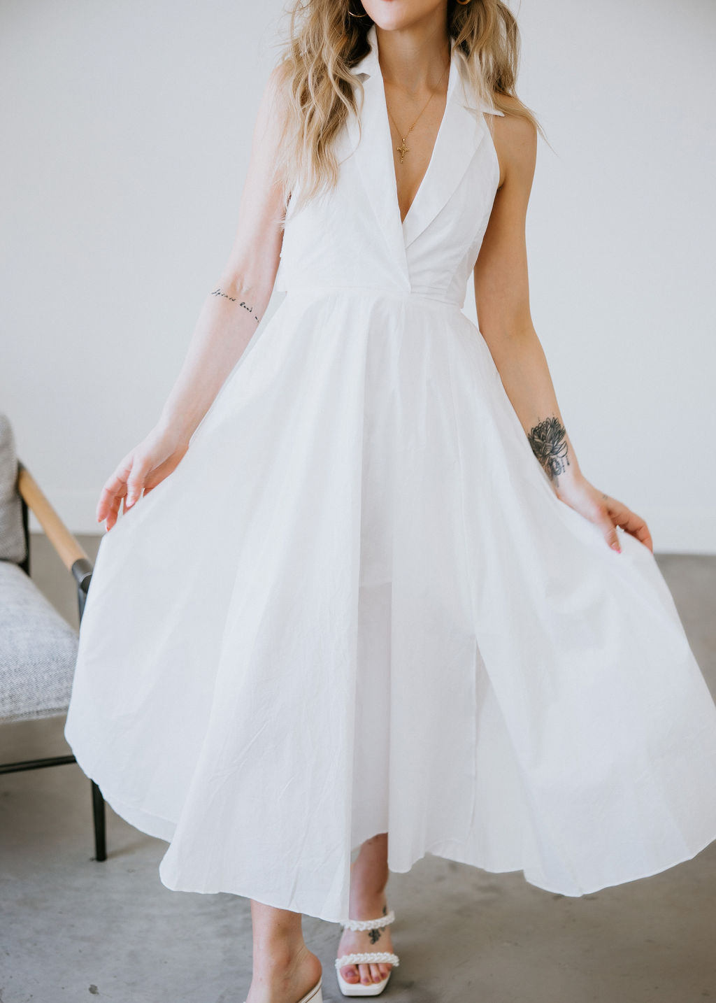 image of Evelyn Halter Midi Dress