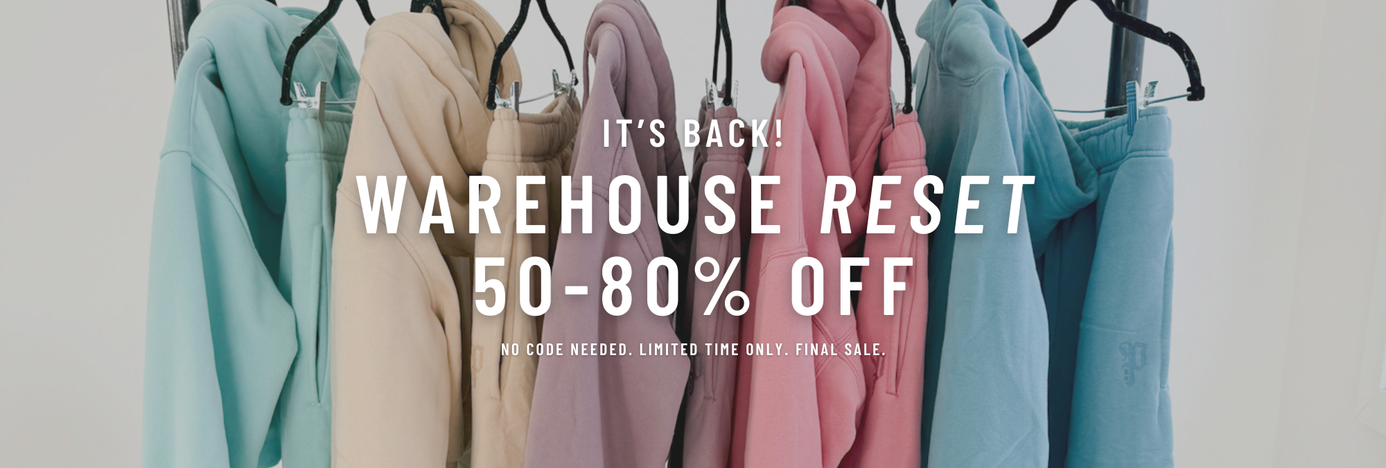 It's back! 50 - 80% off. No code needed, limited time only, final sale.