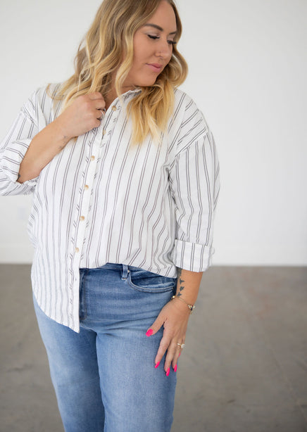 Rowena Striped Button Top product view