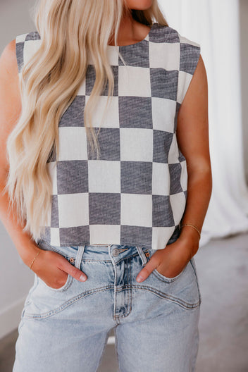Kenney Checkered Linen Top