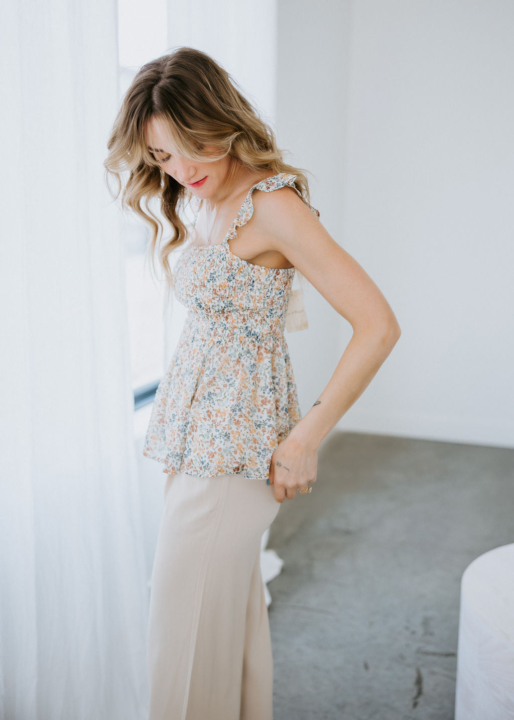 Azalea Floral Peplum Tank