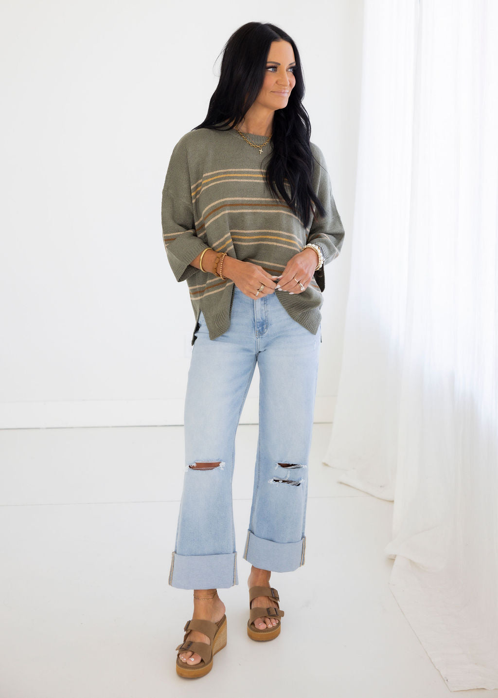 Aniya Striped Sweater Top
