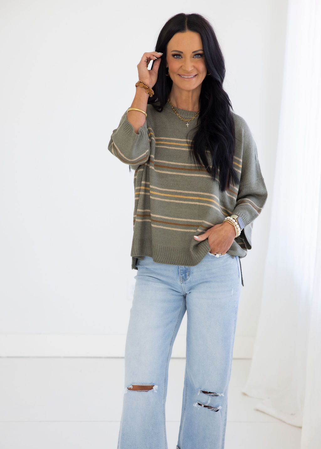 Aniya Striped Sweater Top