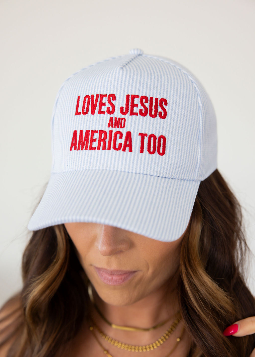 Loves Jesus Striped Hat