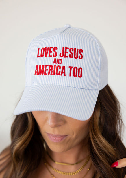 Loves Jesus Striped Hat product view
