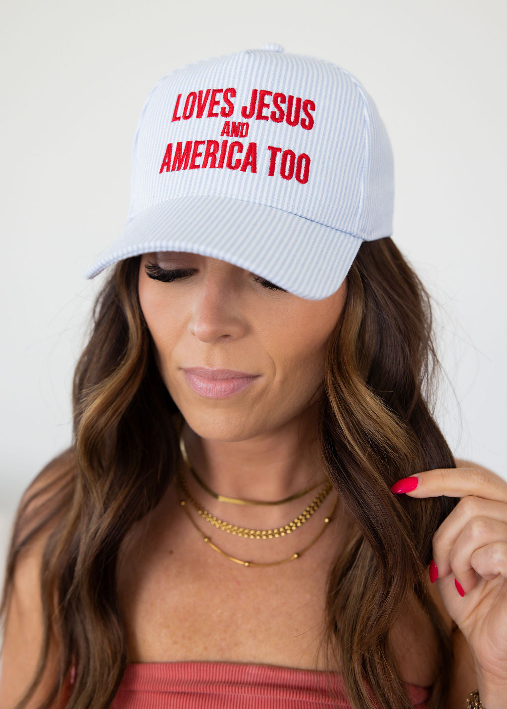 Loves Jesus Striped Hat