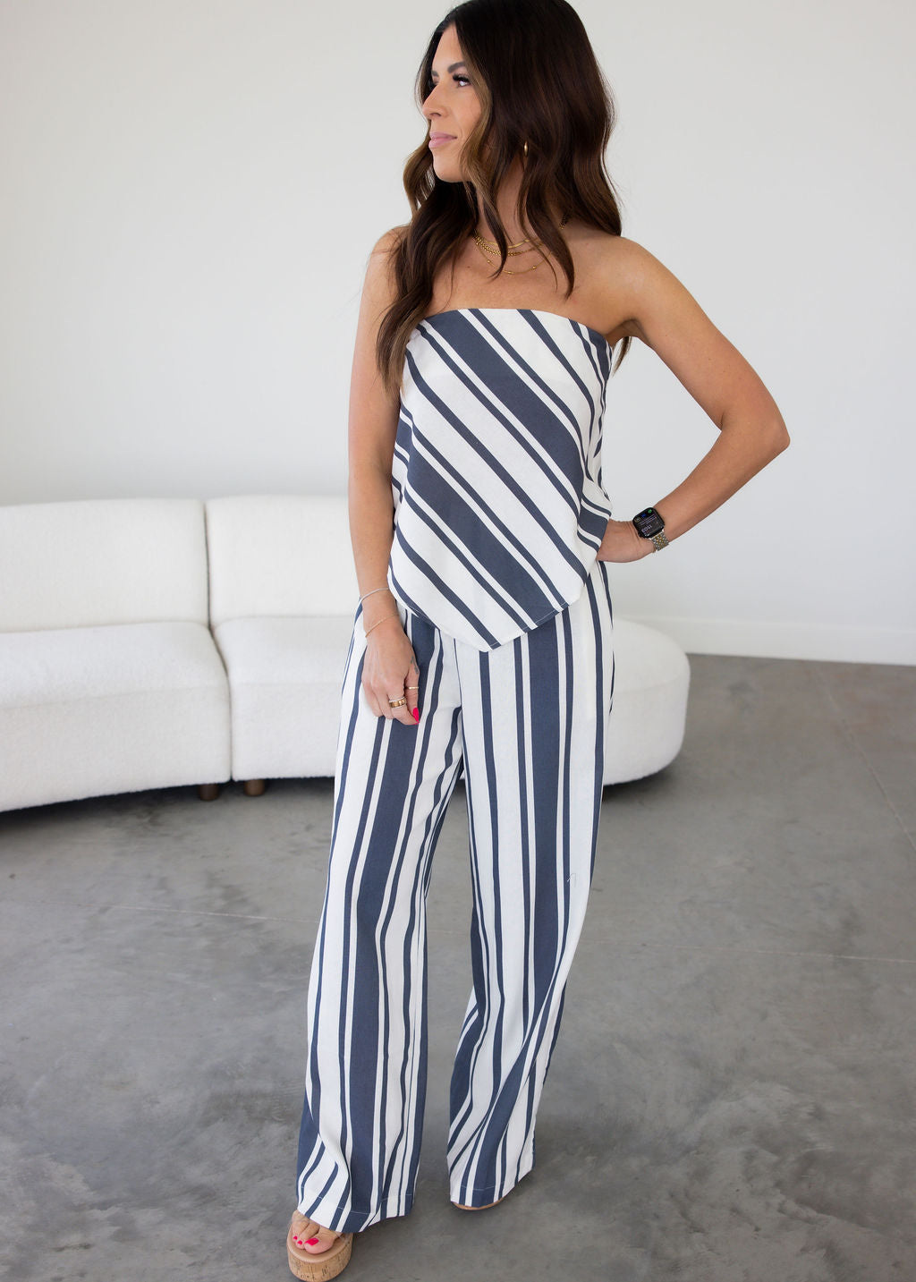 Caty Striped Linen Set