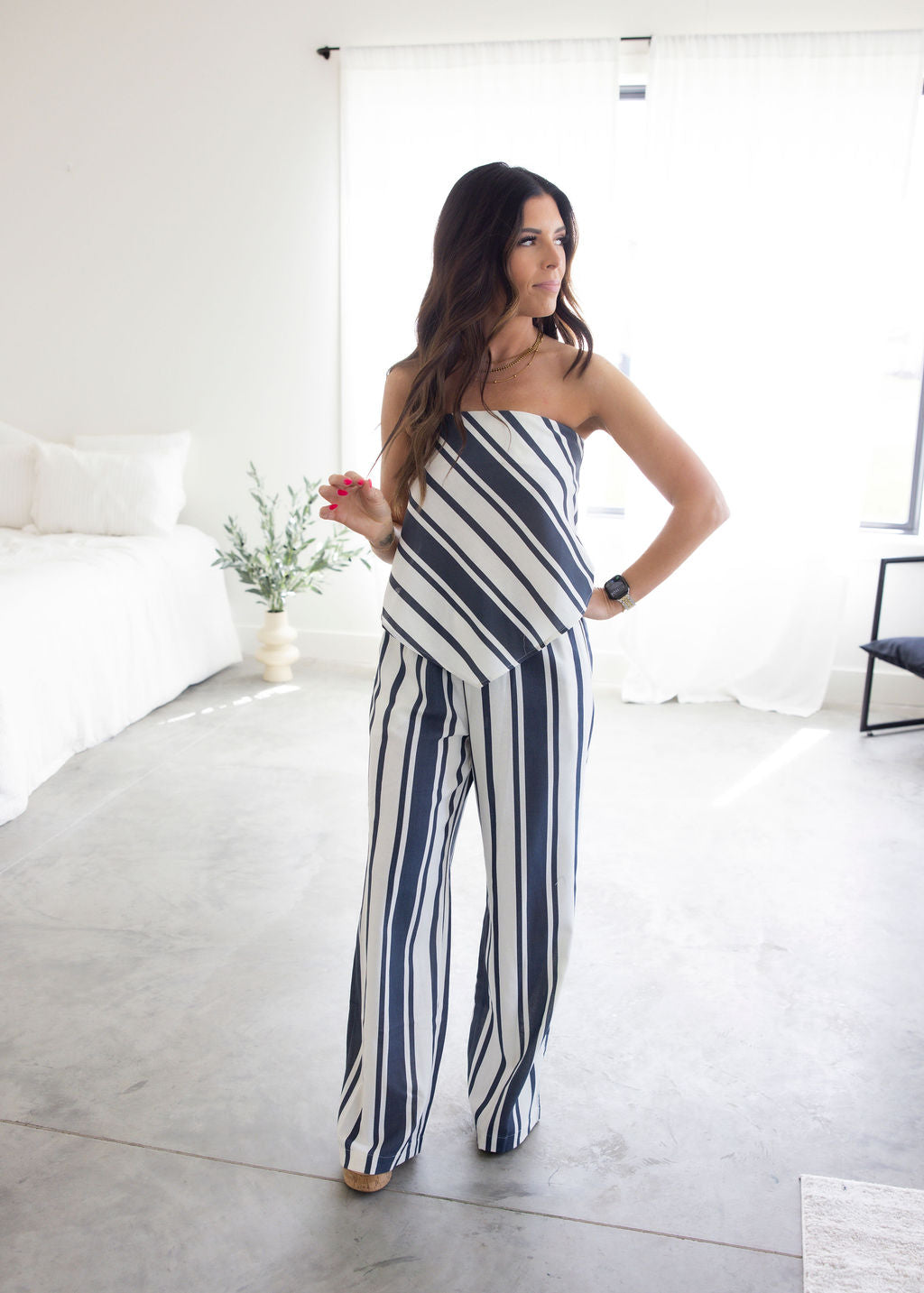 Caty Striped Linen Set