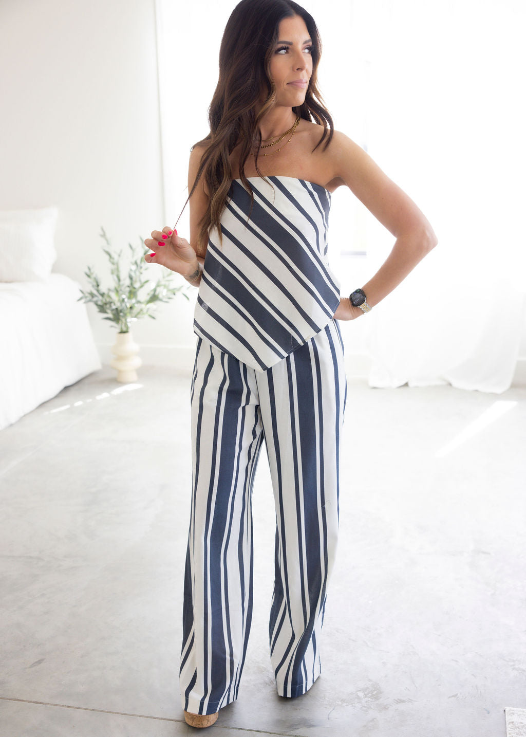 Caty Striped Linen Set