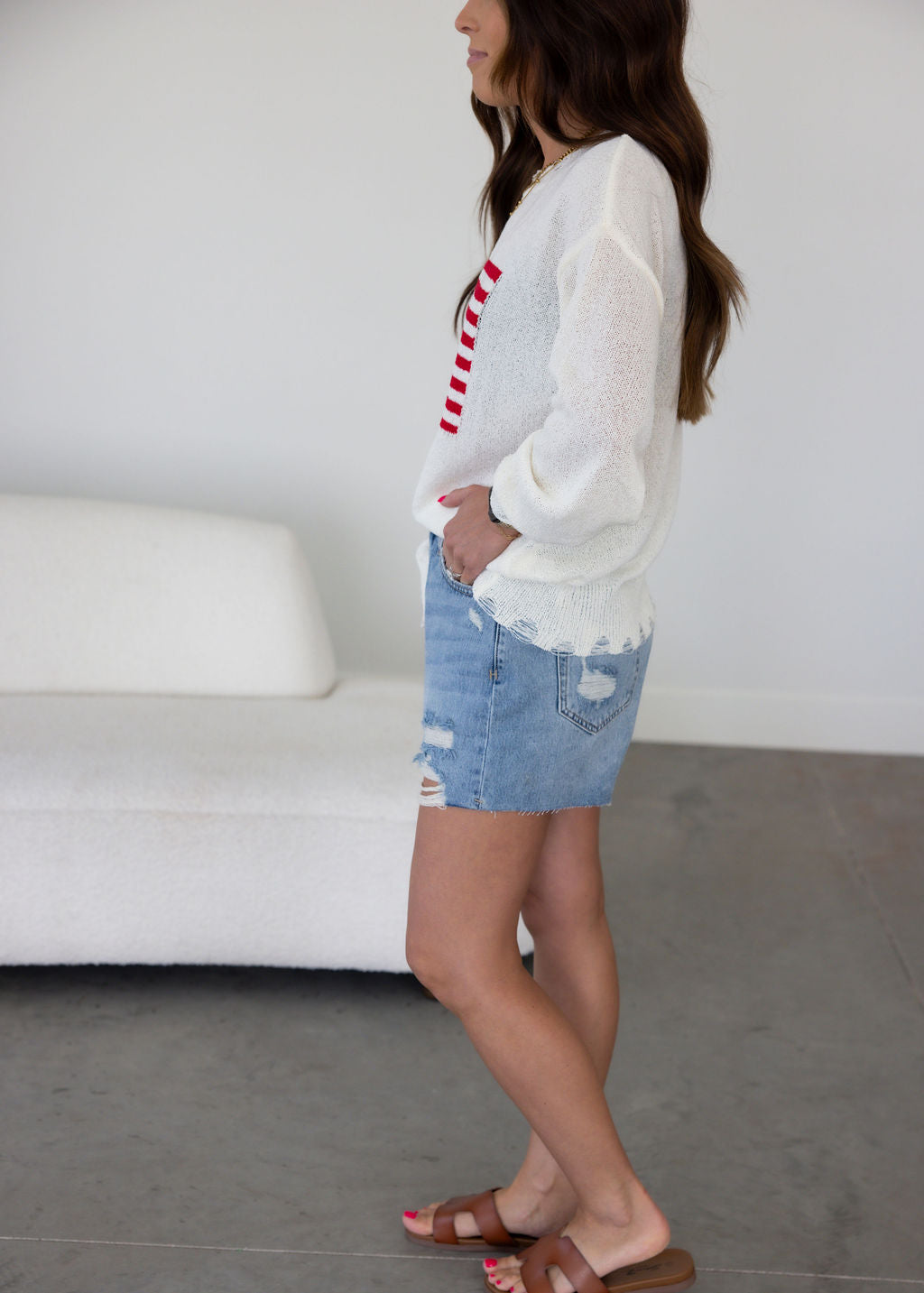 American Flag Distressed Sweater