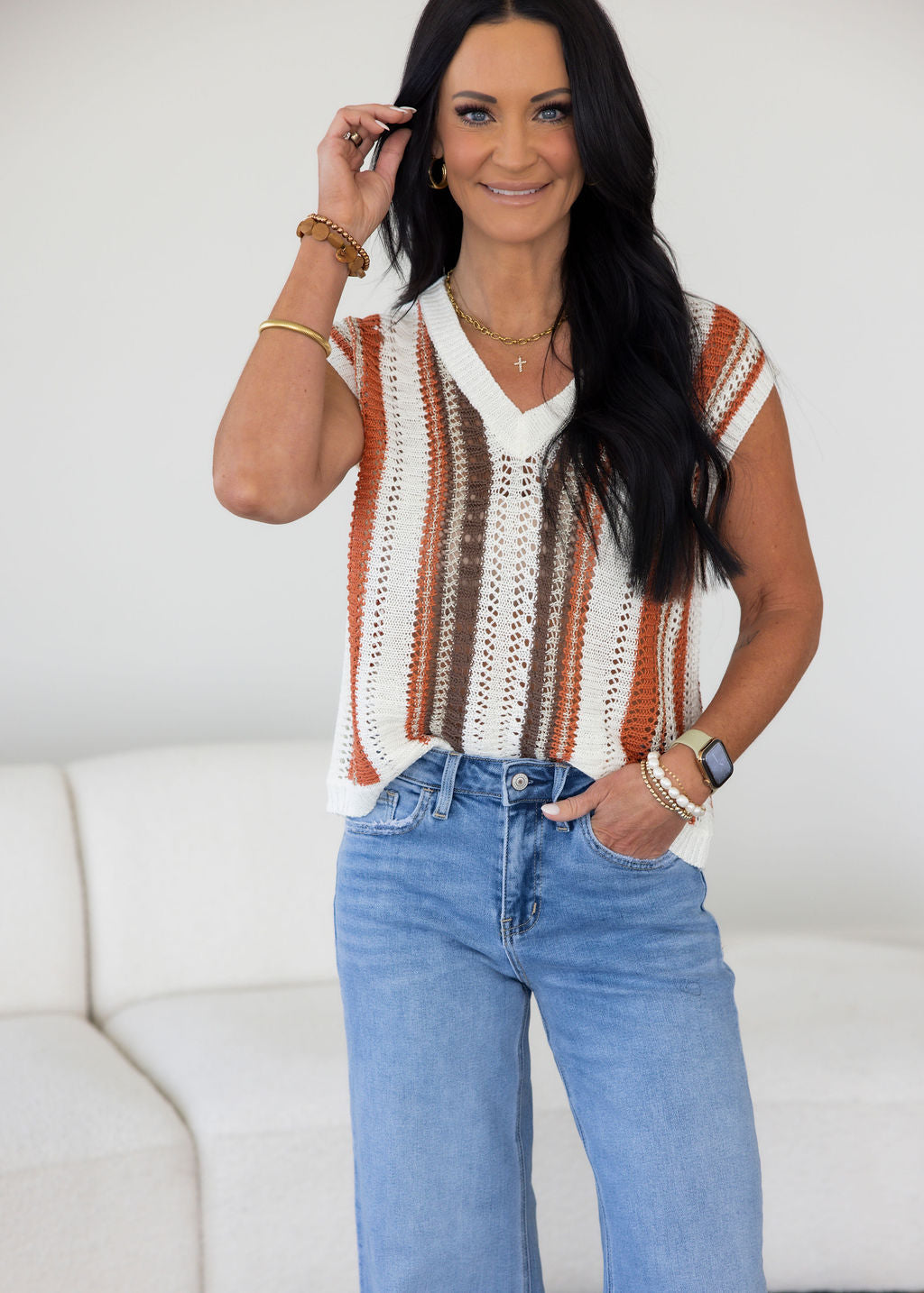 Ciera Striped Knit Top