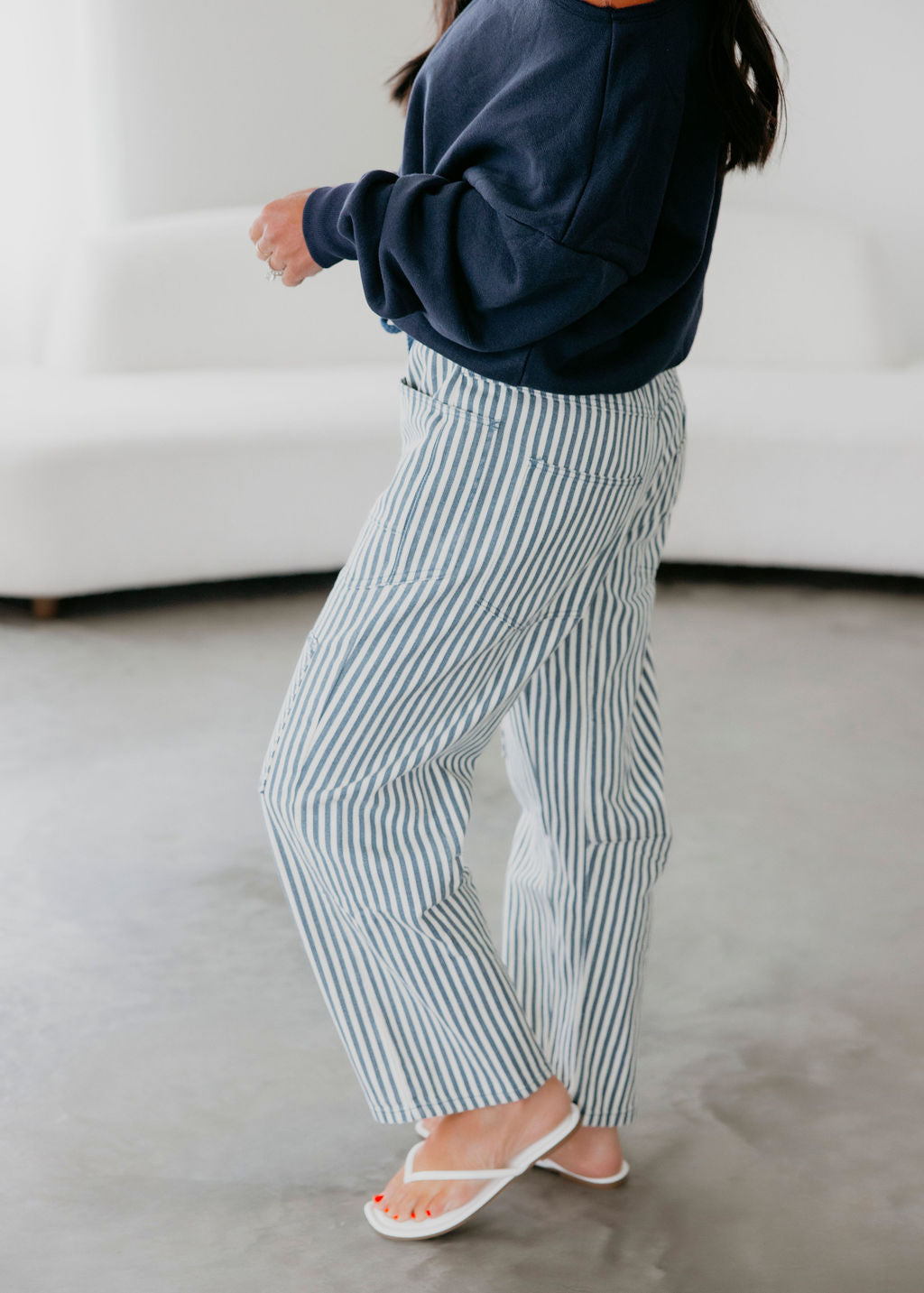 Ronnie Striped Twill Barrel Pants