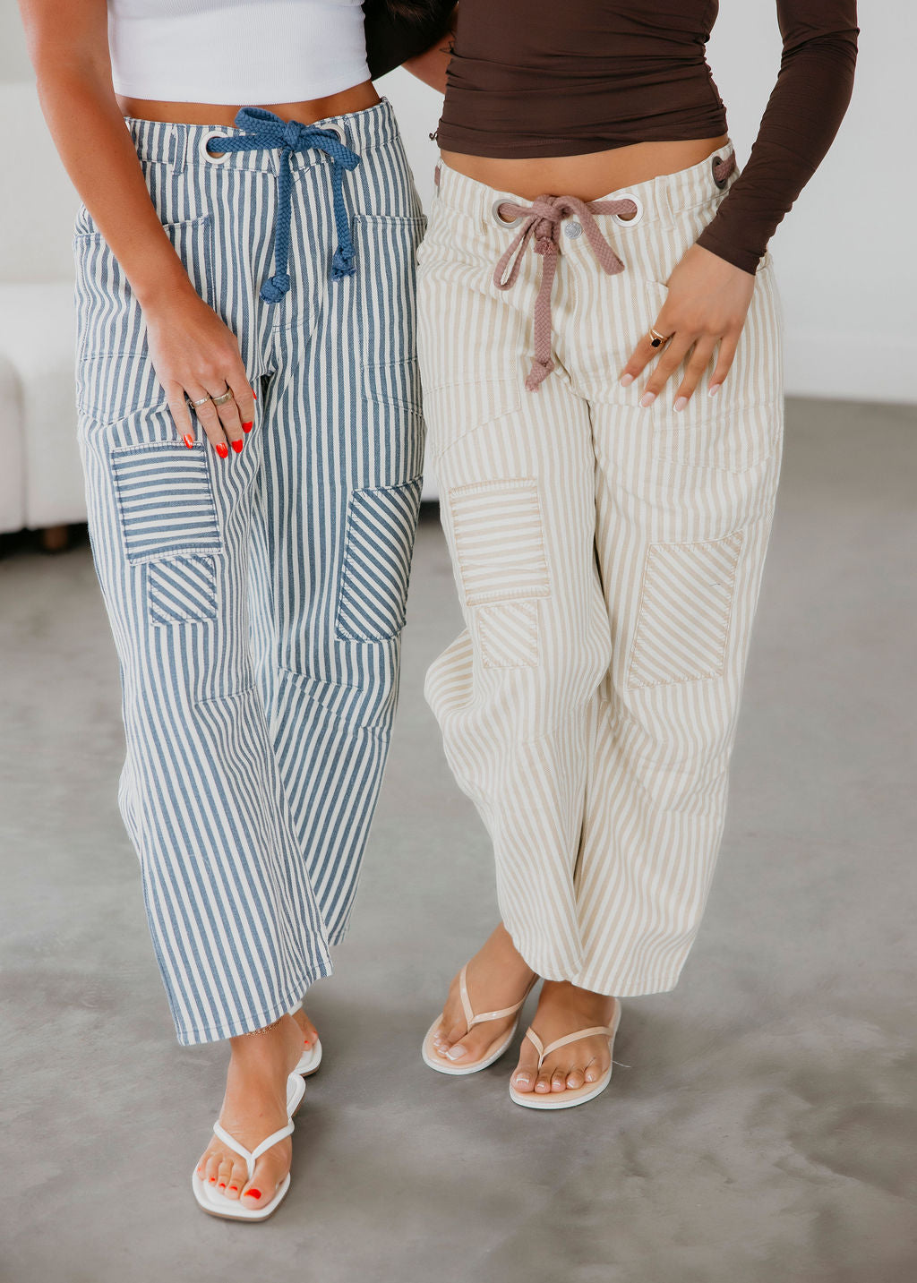 Ronnie Striped Twill Barrel Pants