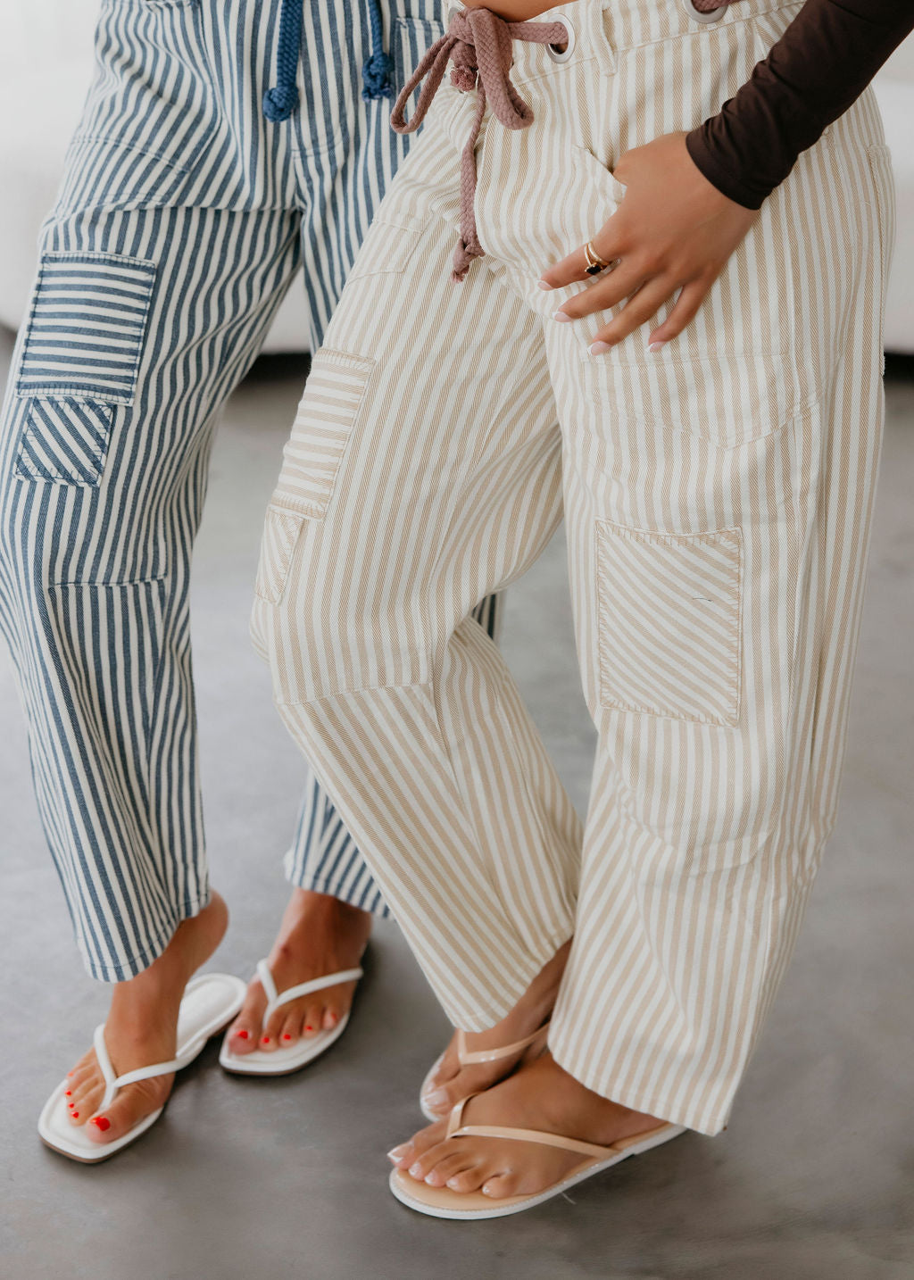 Ronnie Striped Twill Barrel Pants