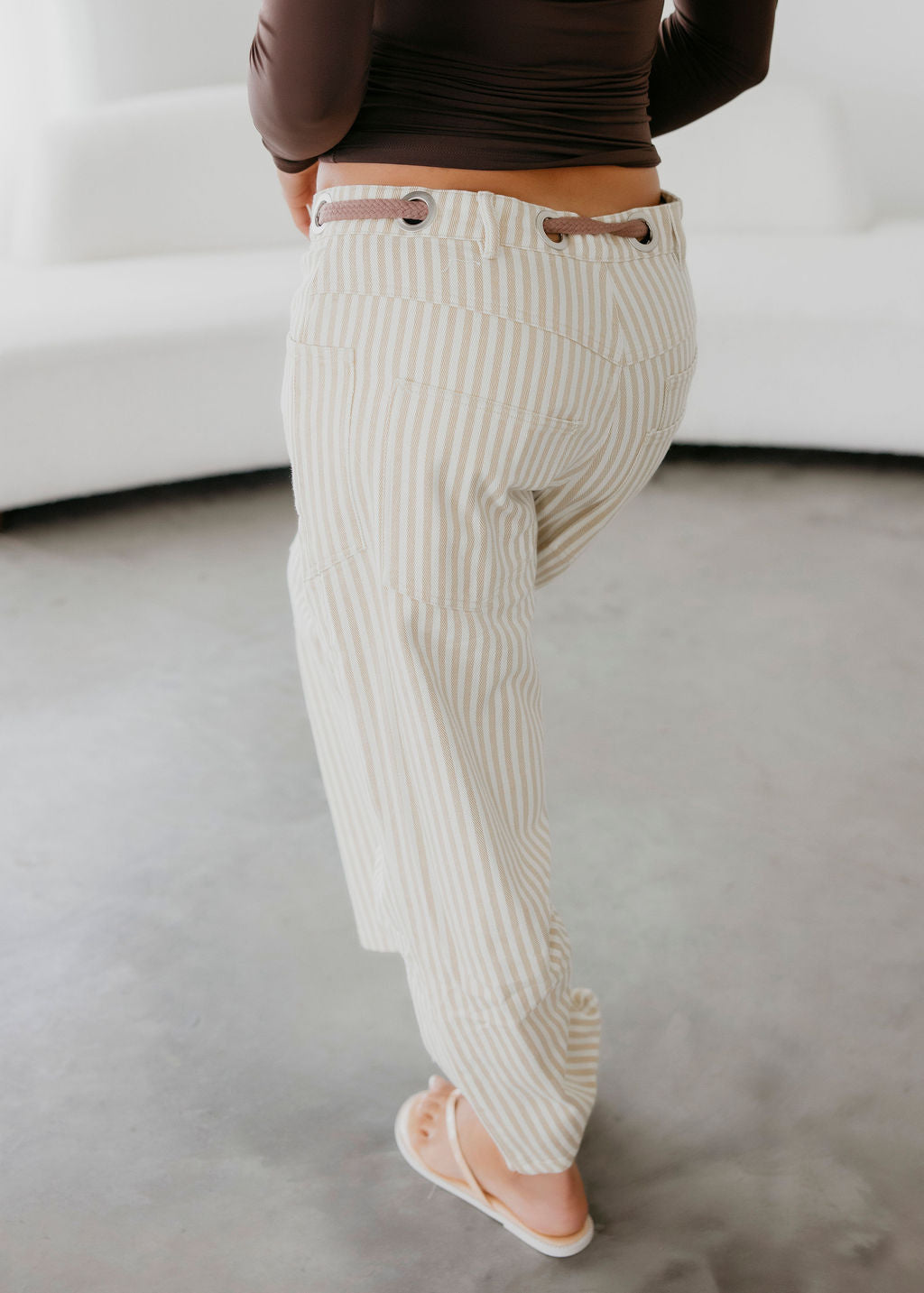 Ronnie Striped Twill Barrel Pants