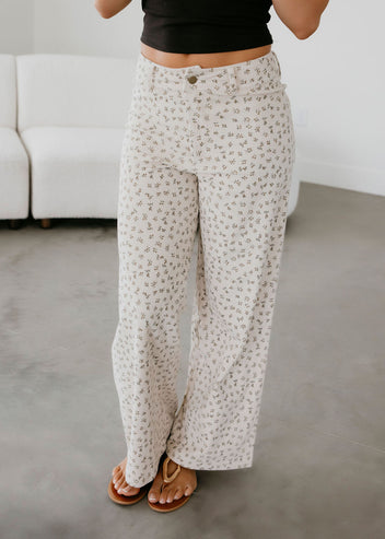 Deliah Floral Printed Corduroy Pants