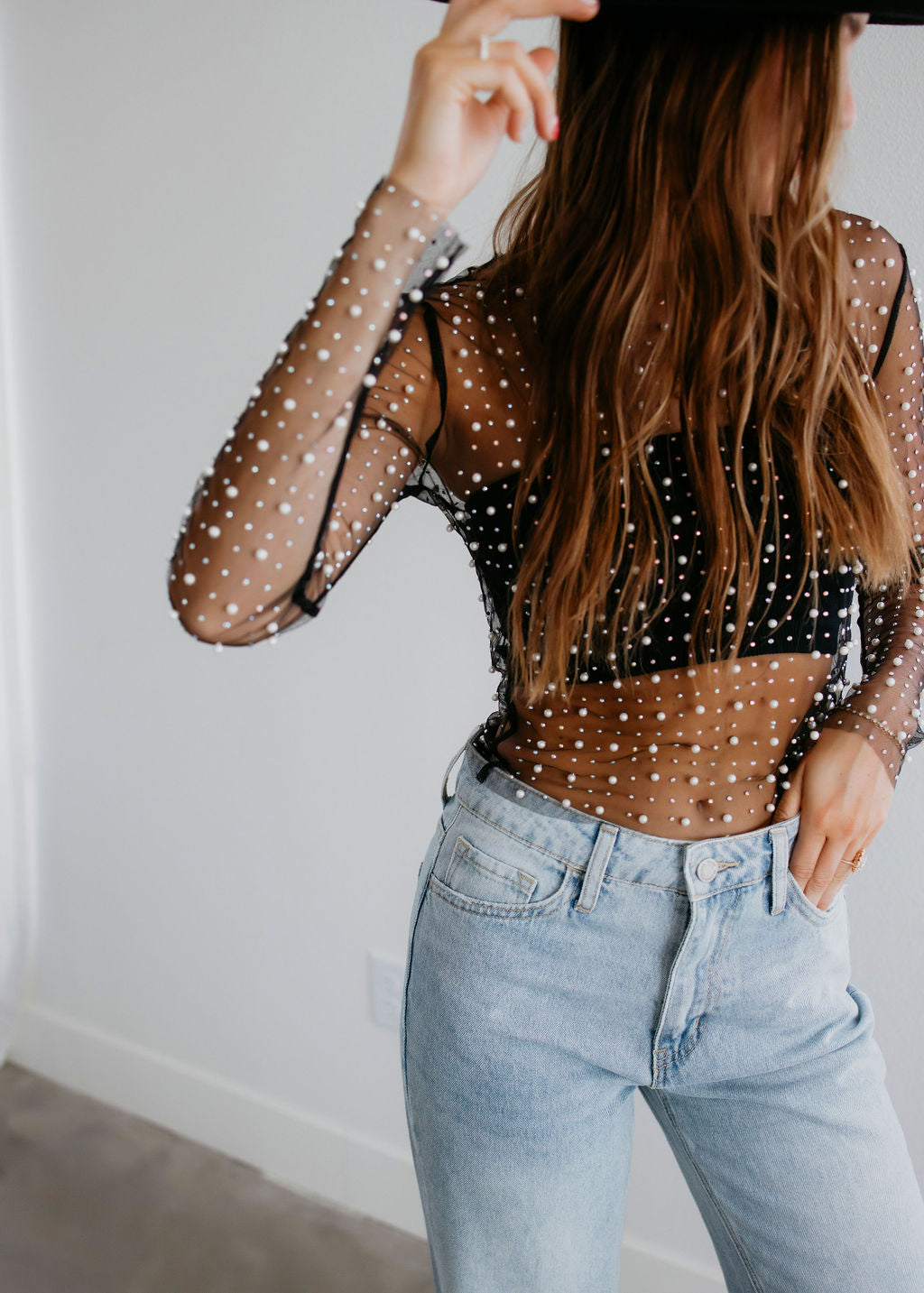 Wren Rhinestone Studded Long Sleeve Top