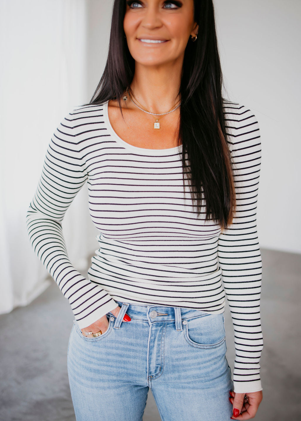 Kiera Striped Knit Top