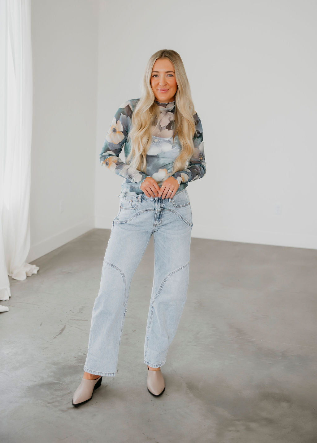 Sana Floral Mesh Long Sleeve