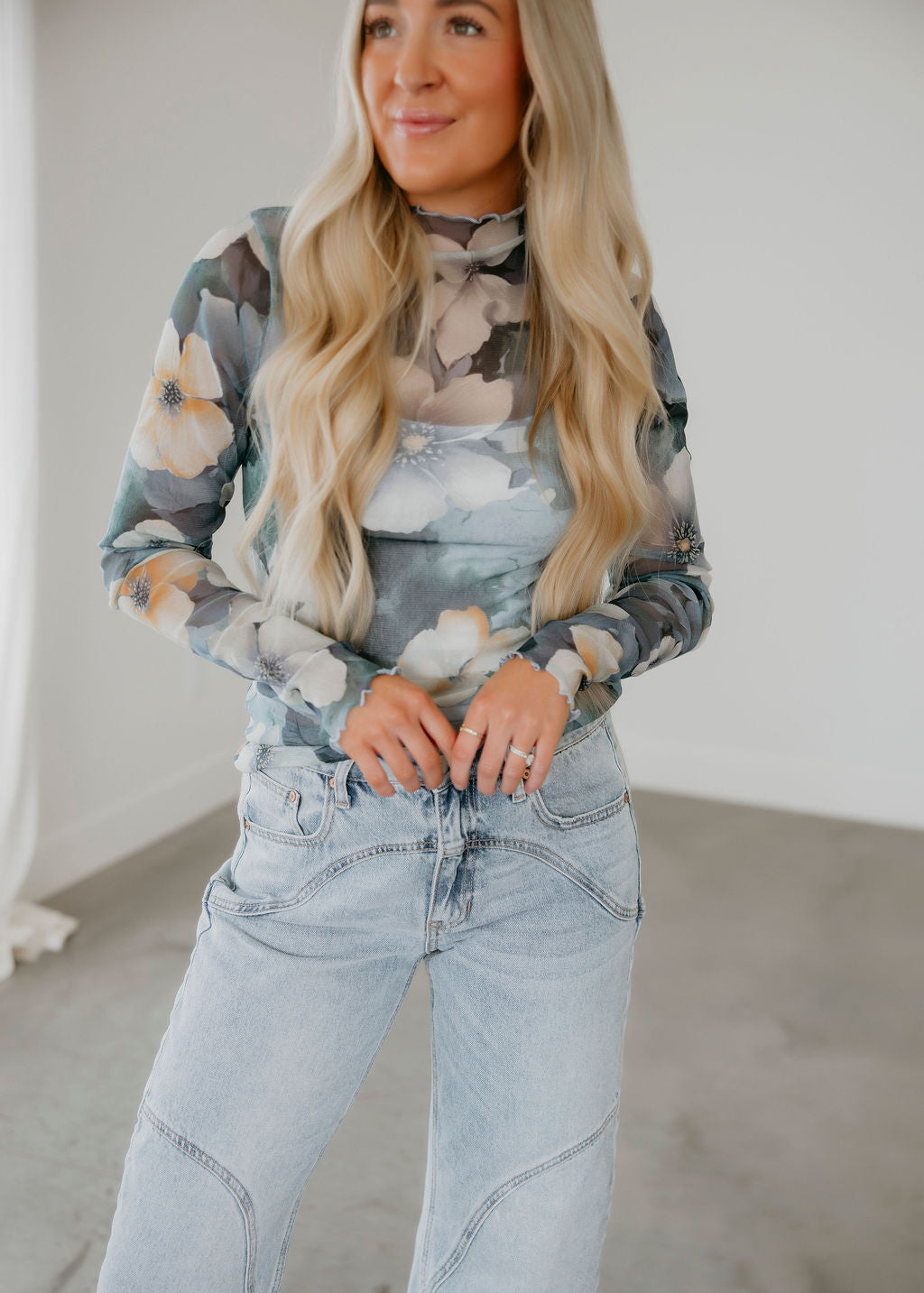 Sana Floral Mesh Long Sleeve