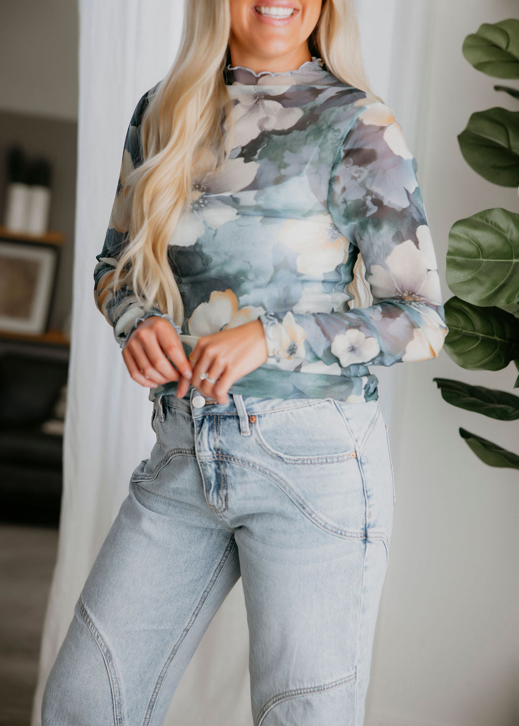 Sana Floral Mesh Long Sleeve