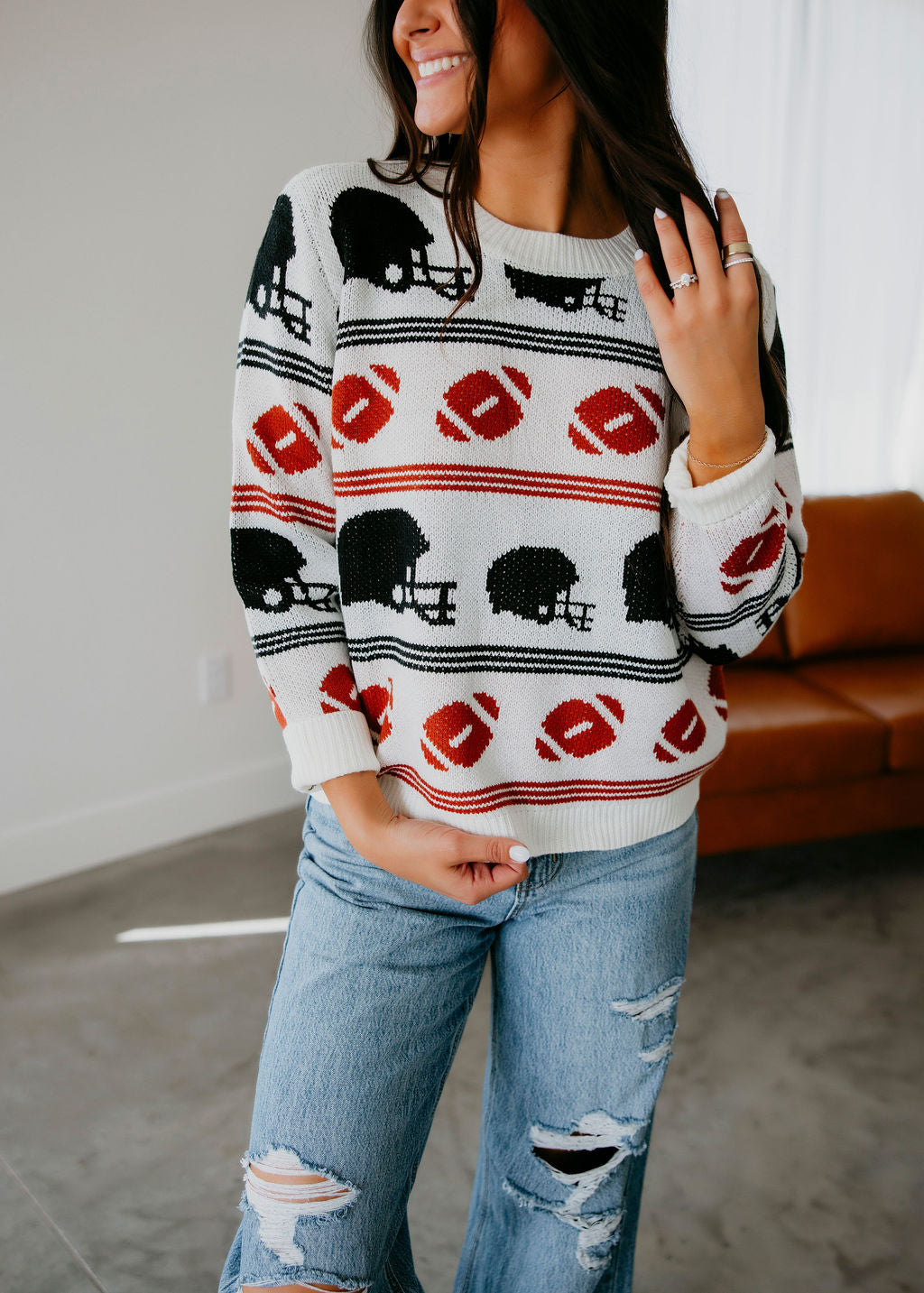 Football Knit Sweater