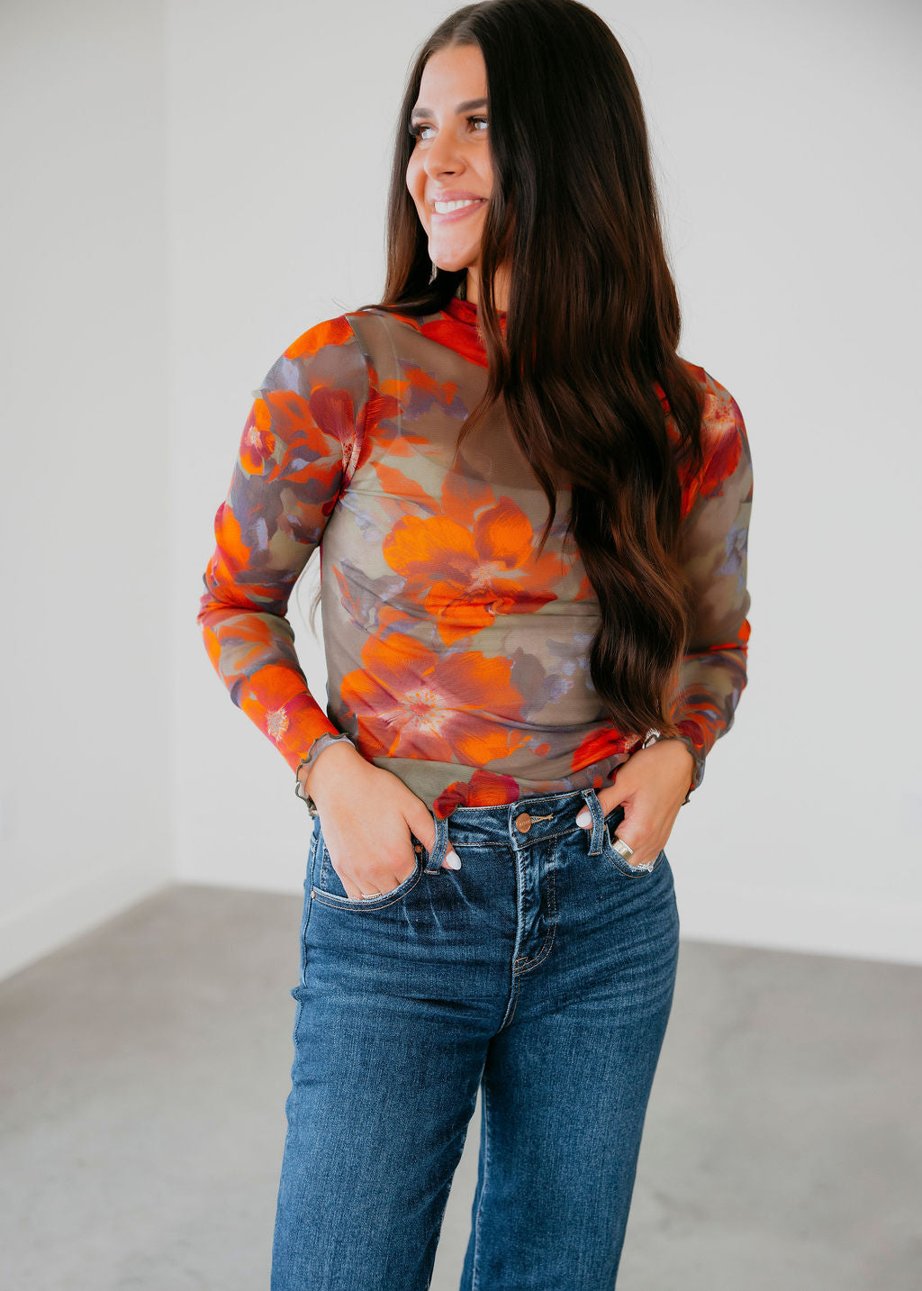 Sana Floral Mesh Long Sleeve