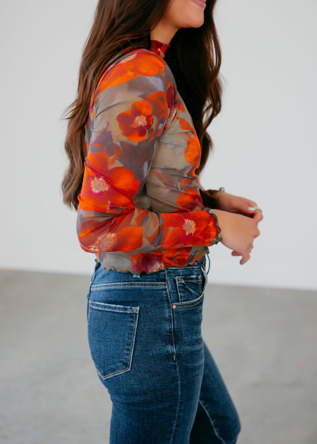 Sana Floral Mesh Long Sleeve